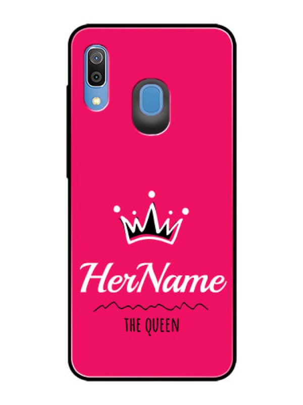 Custom Galaxy A20 Glass Phone Case Queen with Name