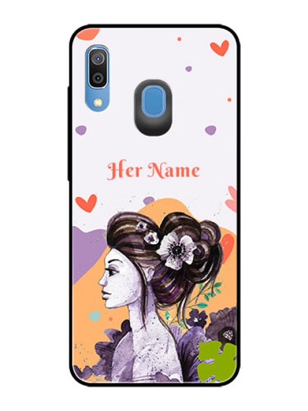 Custom Galaxy A20 Personalized Glass Phone Case - Woman And Nature Design