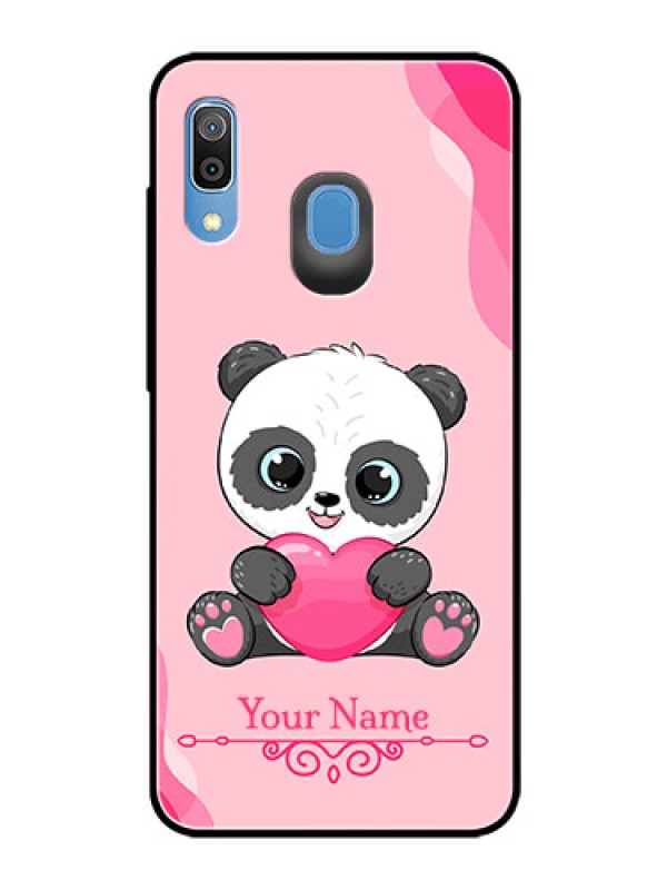 Custom Galaxy A20 Custom Glass Mobile Case - Cute Panda Design