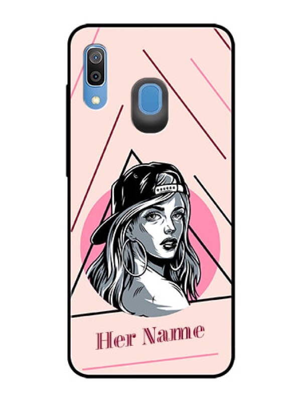 Custom Galaxy A20 Personalized Glass Phone Case - Rockstar Girl Design