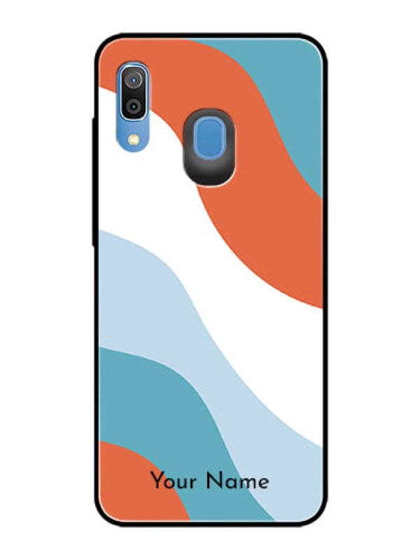 Custom Galaxy A20 Custom Glass Mobile Case - coloured Waves Design