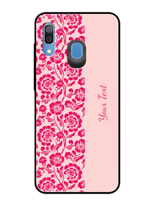 Custom Galaxy A20 Custom Glass Phone Case - Attractive Floral Pattern Design