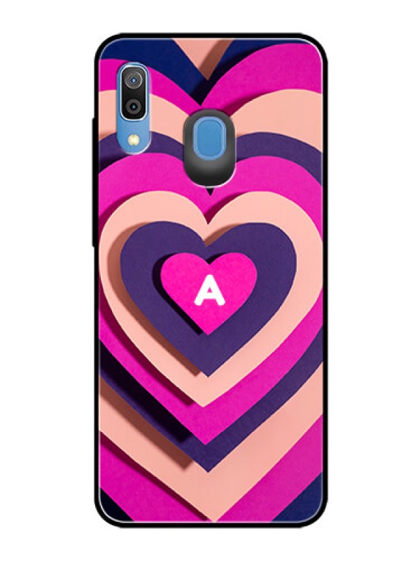 Custom Galaxy A20 Custom Glass Mobile Case - Cute Heart Pattern Design