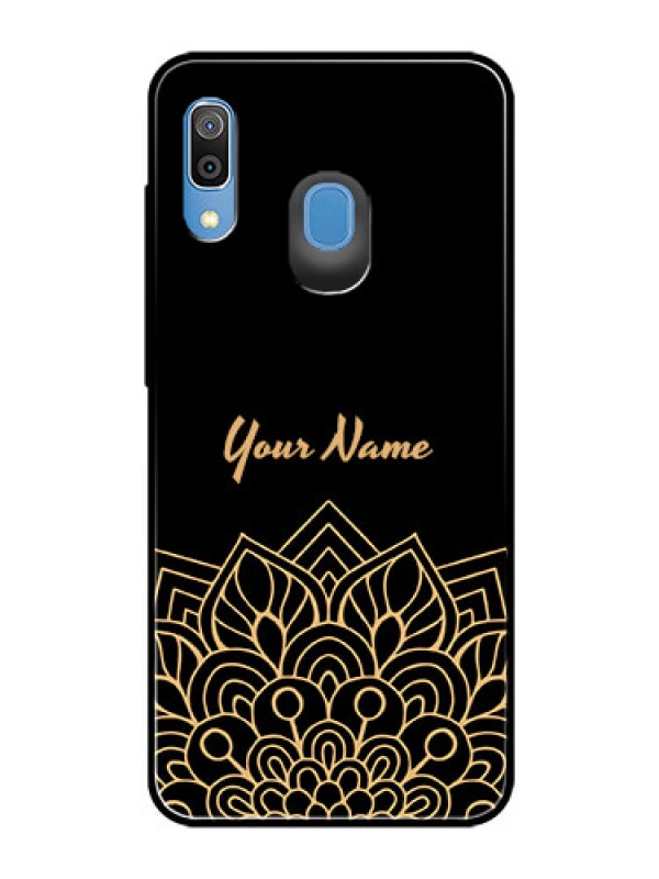 Custom Galaxy A20 Custom Glass Phone Case - Golden mandala Design
