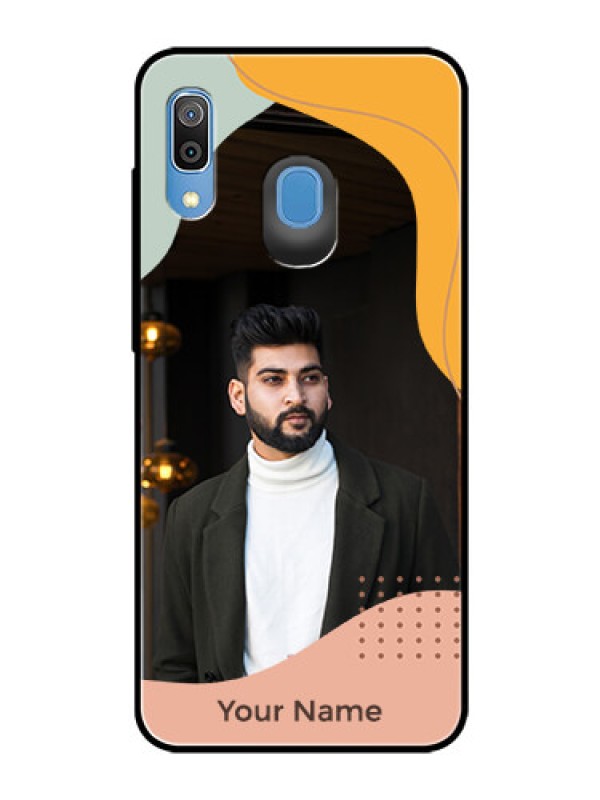 Custom Galaxy A20 Personalized Glass Phone Case - Tri-coloured overlay design