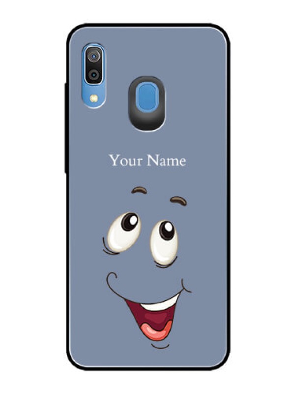 Custom Galaxy A20 Photo Printing on Glass Case - Laughing Cartoon Face Design