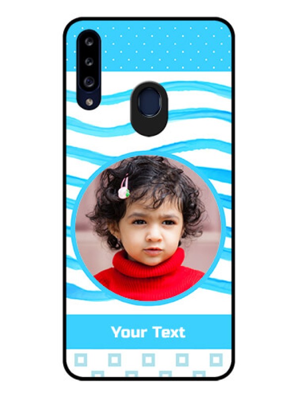 Custom Galaxy A20s Custom Glass Phone Case - Simple Blue Case Design