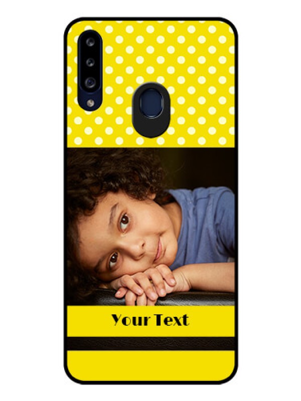 Custom Galaxy A20s Custom Glass Phone Case - Bright Yellow Case Design