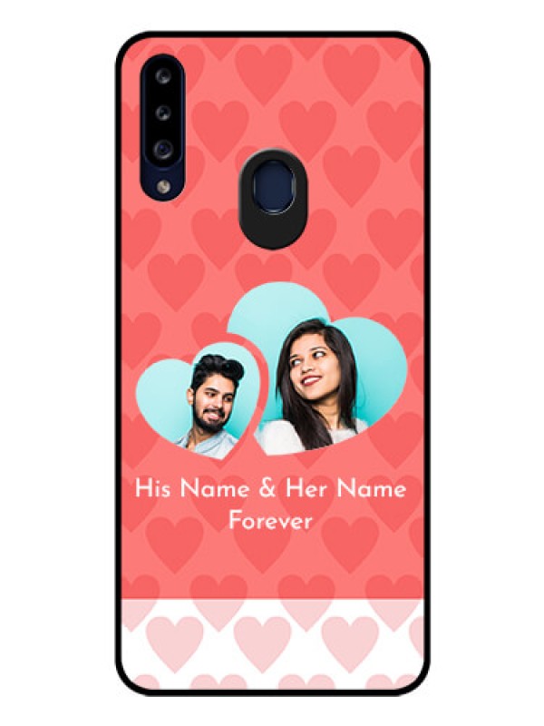 Custom Galaxy A20s Personalized Glass Phone Case - Couple Pic Upload Design