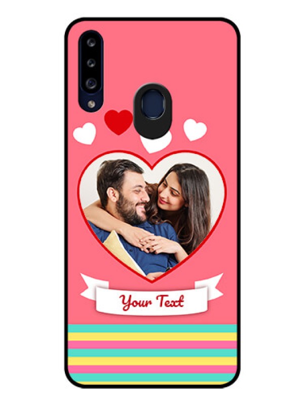 Custom Galaxy A20s Photo Printing on Glass Case - Love Doodle Design