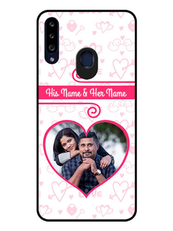 Custom Galaxy A20s Personalized Glass Phone Case - Heart Shape Love Design
