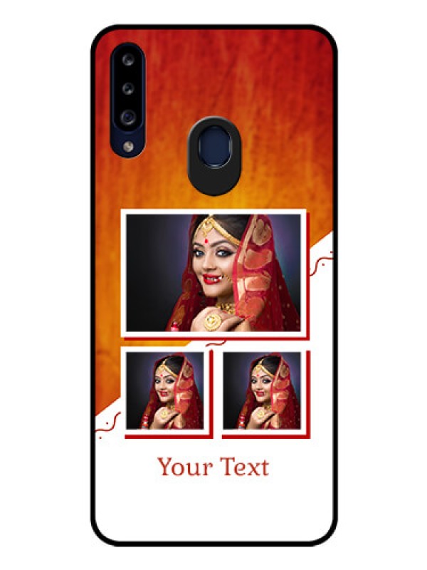 Custom Galaxy A20s Custom Glass Phone Case - Wedding Memories Design