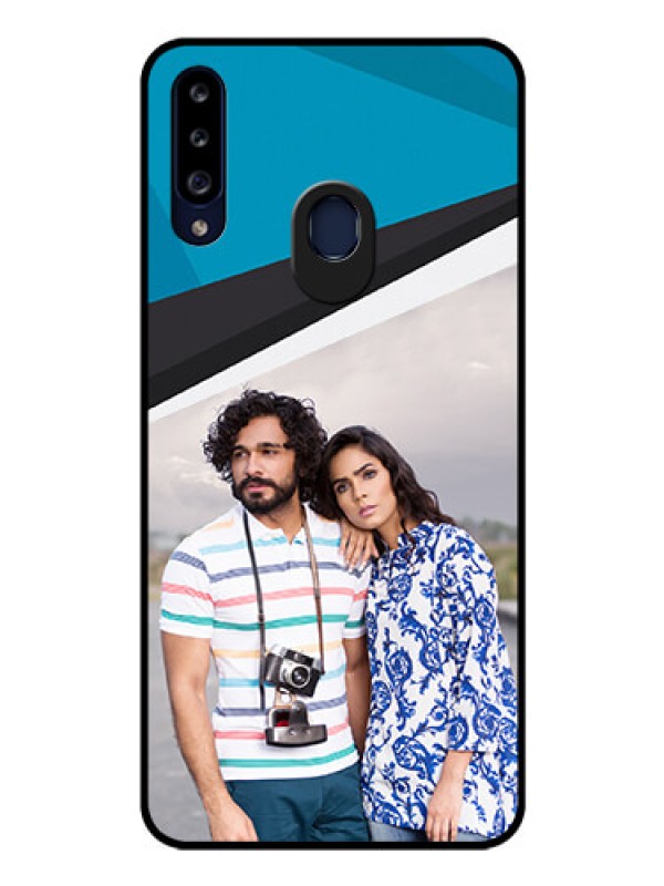 Custom Galaxy A20s Photo Printing on Glass Case - Simple Pattern Photo Upload Design