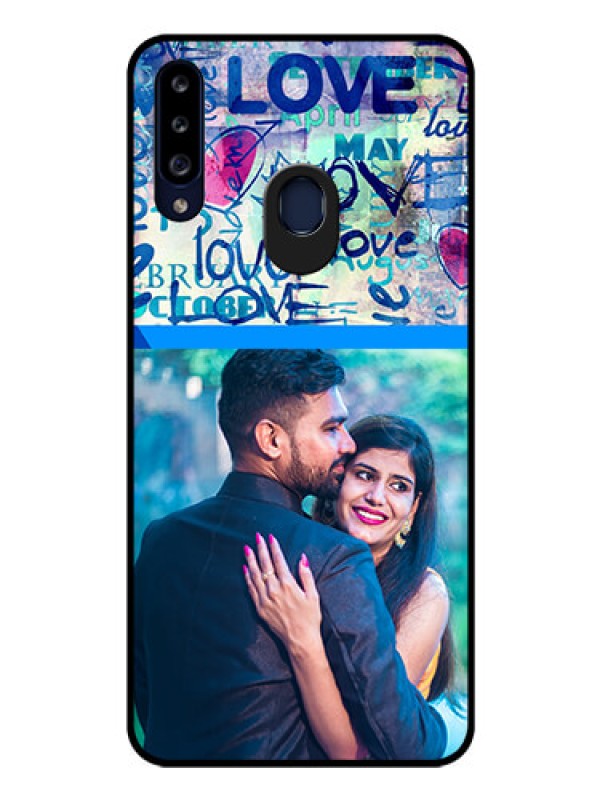 Custom Galaxy A20s Custom Glass Mobile Case - Colorful Love Design