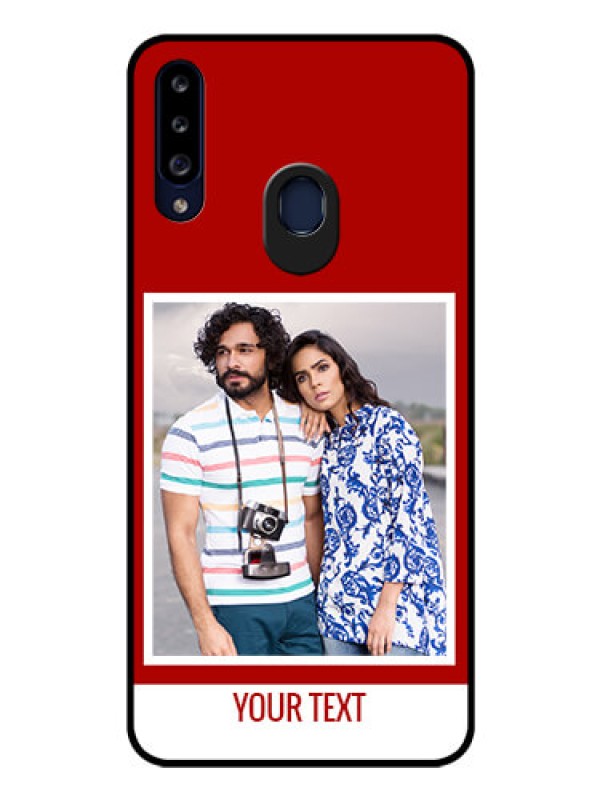 Custom Galaxy A20s Personalized Glass Phone Case - Simple Red Color Design