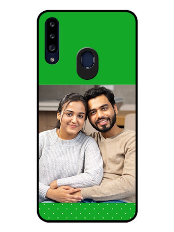 Custom Galaxy A20s Personalized Glass Phone Case - Green Pattern Design