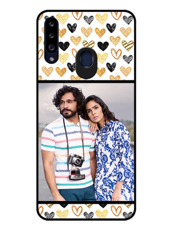 Custom Galaxy A20s Photo Printing on Glass Case - Love Symbol Design