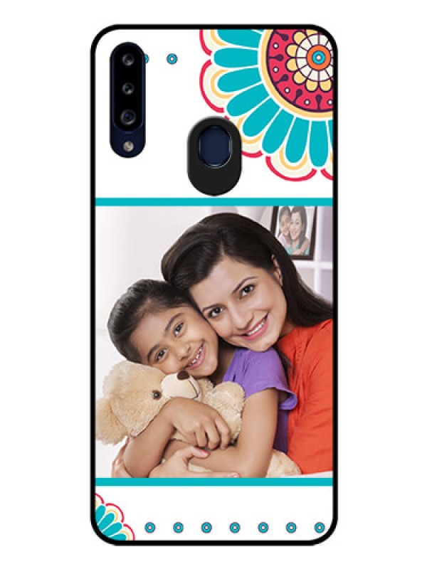 Custom Galaxy A20s Custom Glass Phone Case - Flower Design