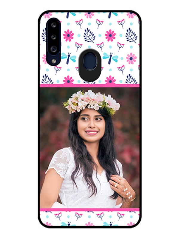 Custom Galaxy A20s Photo Printing on Glass Case - Colorful Flower Design