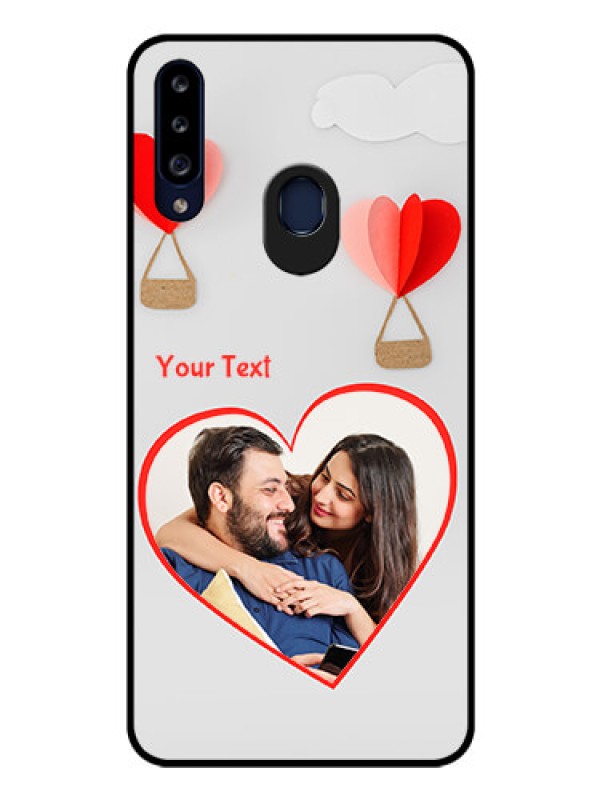 Custom Galaxy A20s Custom Glass Mobile Case - Parachute Love Design