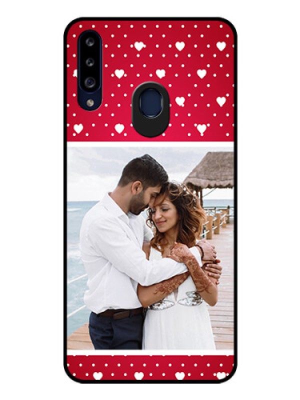 Custom Galaxy A20s Photo Printing on Glass Case - Hearts Mobile Case Design