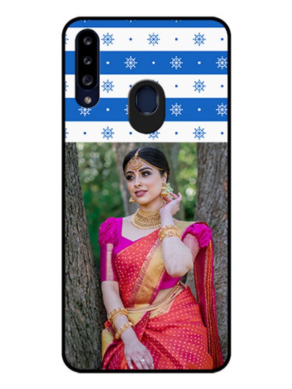 Custom Galaxy A20s Photo Printing on Glass Case - Snow Pattern Design