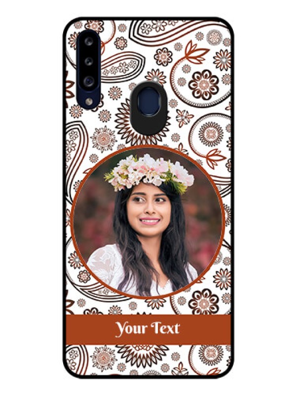 Custom Galaxy A20s Custom Glass Mobile Case - Abstract Flower Design