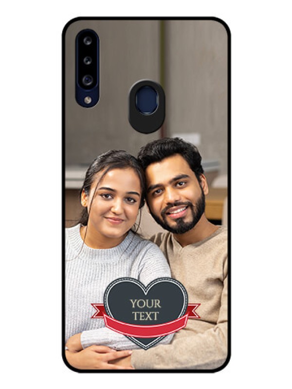 Custom Galaxy A20s Custom Glass Phone Case - Just Married Couple Design