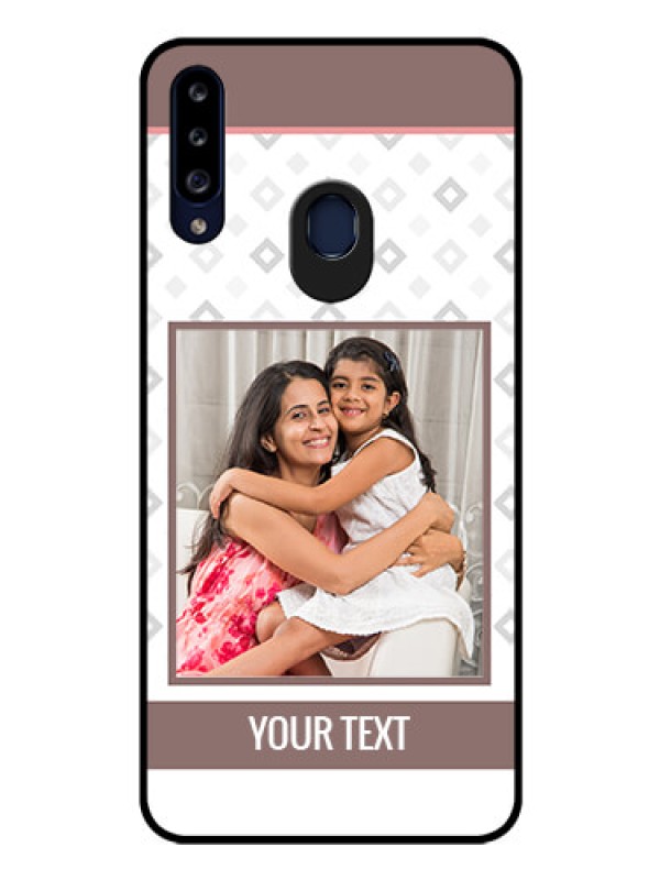 Custom Galaxy A20s Photo Printing on Glass Case - Simple Diamond Design