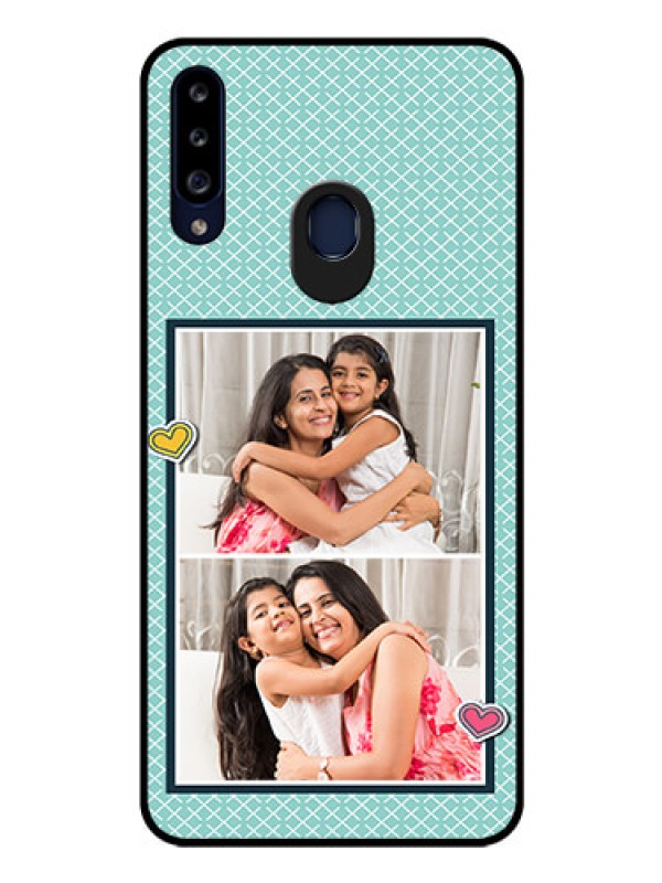 Custom Galaxy A20s Custom Glass Phone Case - 2 Image Holder with Pattern Design