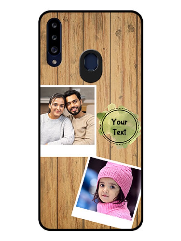 Custom Galaxy A20s Custom Glass Phone Case - Wooden Texture Design