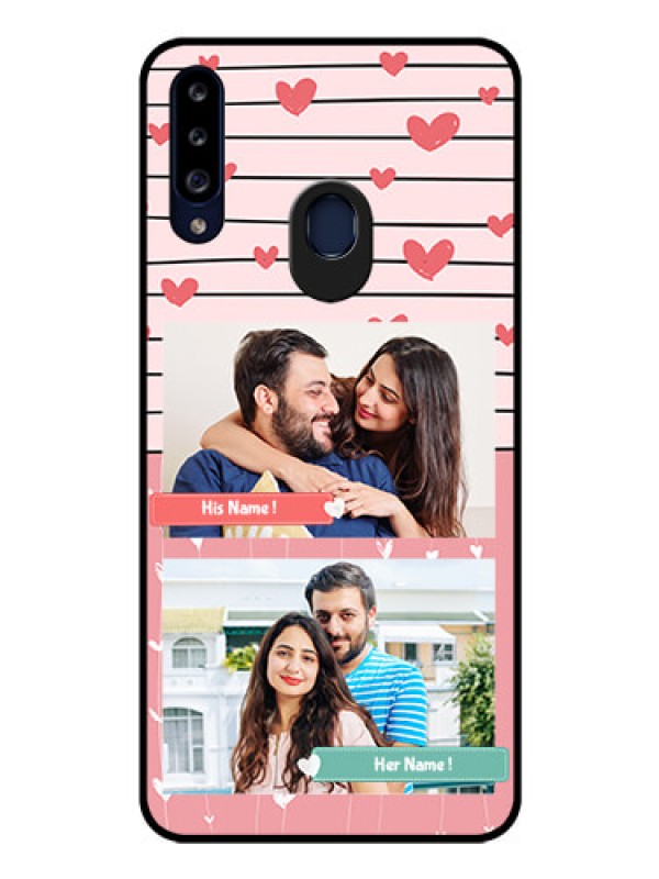 Custom Galaxy A20s Custom Glass Mobile Case - Photo with Heart Design
