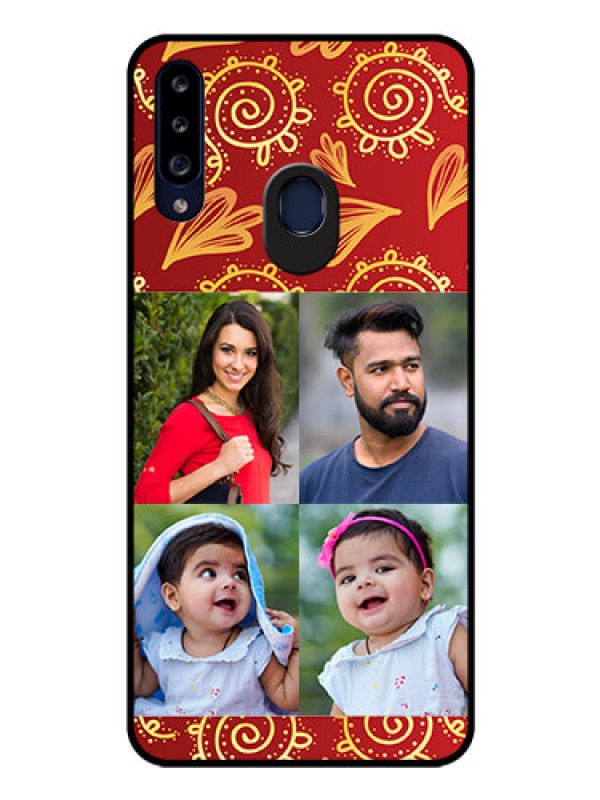 Custom Galaxy A20s Photo Printing on Glass Case - 4 Image Traditional Design