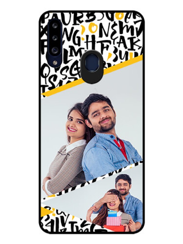 Custom Galaxy A20s Custom Glass Mobile Case - Letters Pattern Design