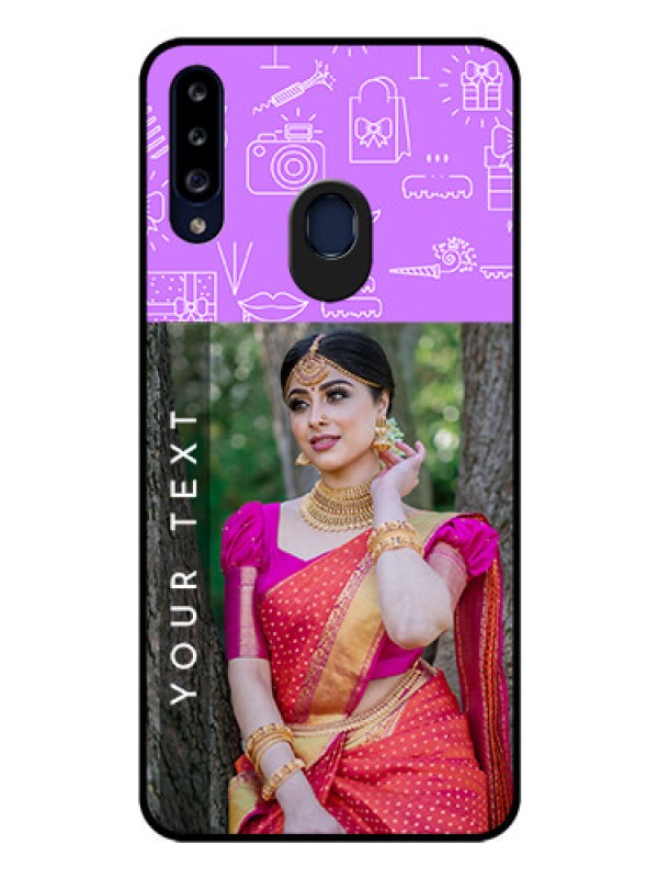 Custom Galaxy A20s Custom Glass Mobile Case - Birthday Icons Design