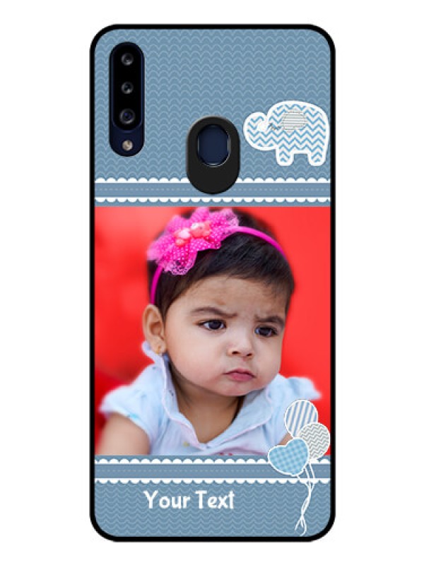 Custom Galaxy A20s Photo Printing on Glass Case - with Kids Pattern Design