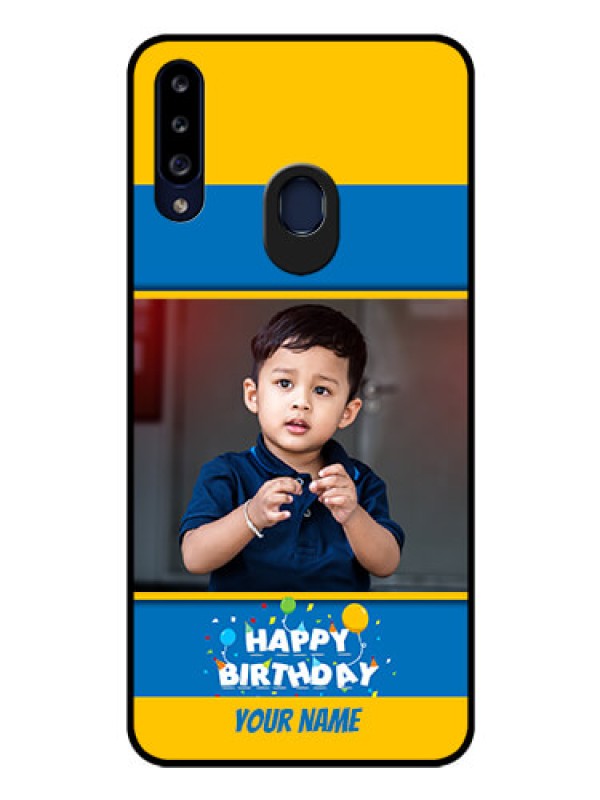 Custom Galaxy A20s Custom Glass Mobile Case - Birthday Wishes Design
