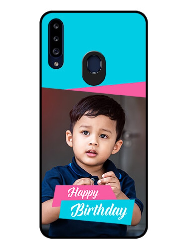 Custom Galaxy A20s Personalized Glass Phone Case - Image Holder with 2 Color Design