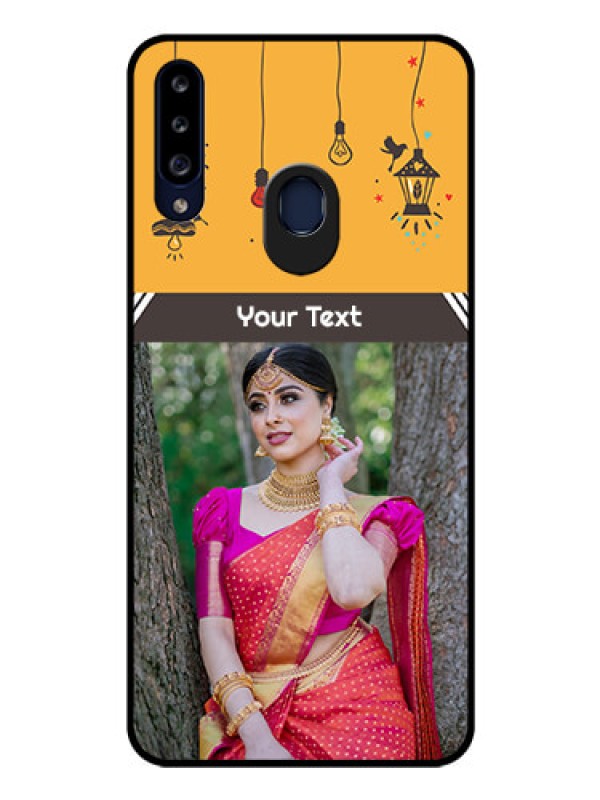 Custom Galaxy A20s Custom Glass Mobile Case - with Family Picture and Icons