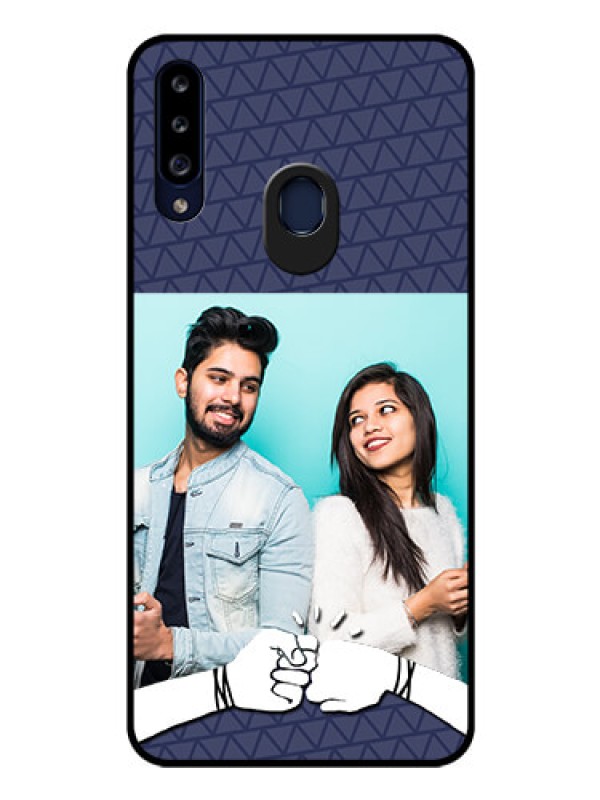 Custom Galaxy A20s Photo Printing on Glass Case - with Best Friends Design