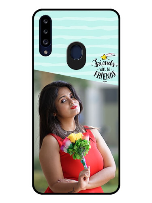 Custom Galaxy A20s Custom Glass Phone Case - Friends Picture Icon Design