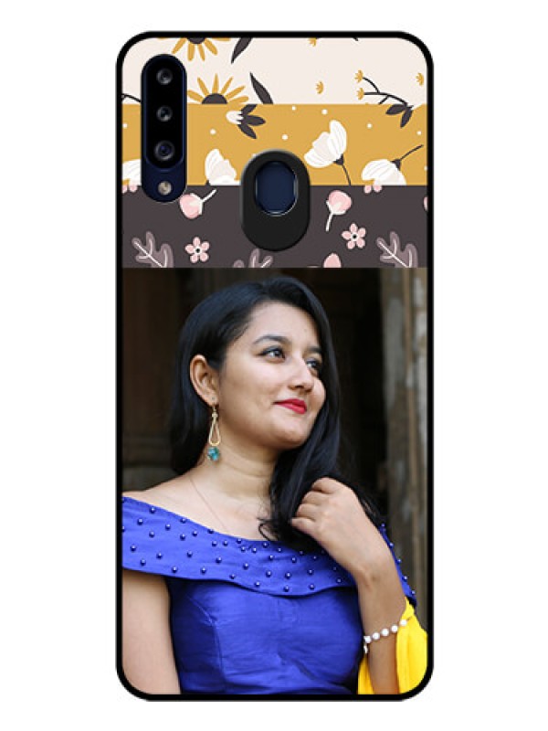 Custom Galaxy A20s Custom Glass Phone Case - Stylish Floral Design