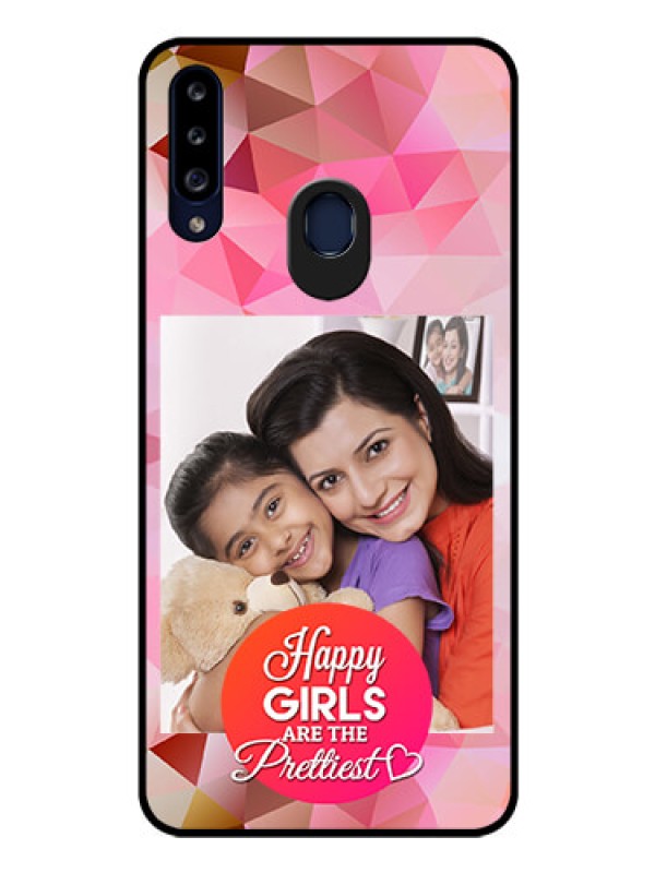 Custom Galaxy A20s Photo Printing on Glass Case - Abstract Triangle Design