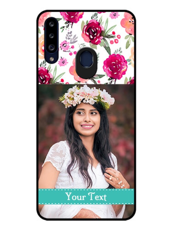 Custom Galaxy A20s Custom Glass Phone Case - Watercolor Floral Design