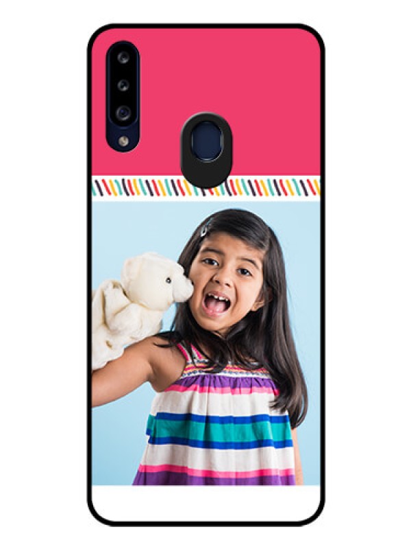 Custom Galaxy A20s Personalized Glass Phone Case - Line art design