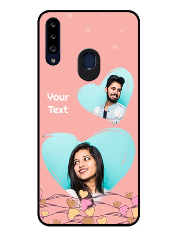 Custom Galaxy A20s Custom Glass Mobile Case - Love Doodle Design