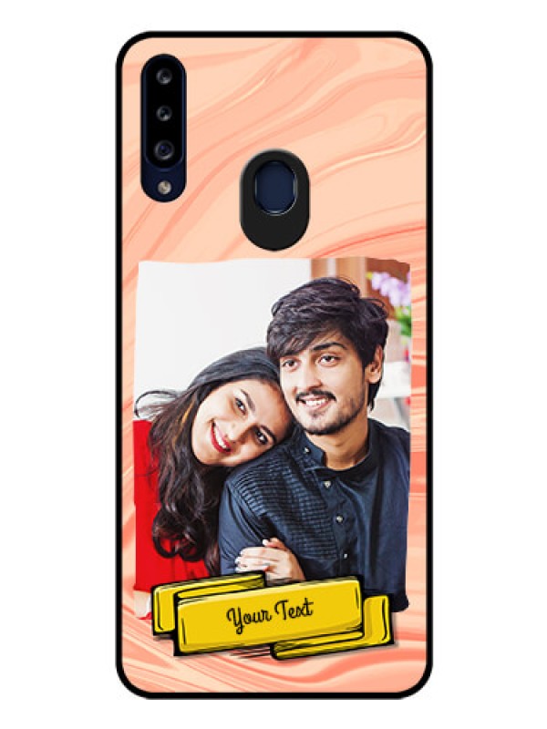 Custom Galaxy A20s Personalized Glass Phone Case - Marble Texture Design