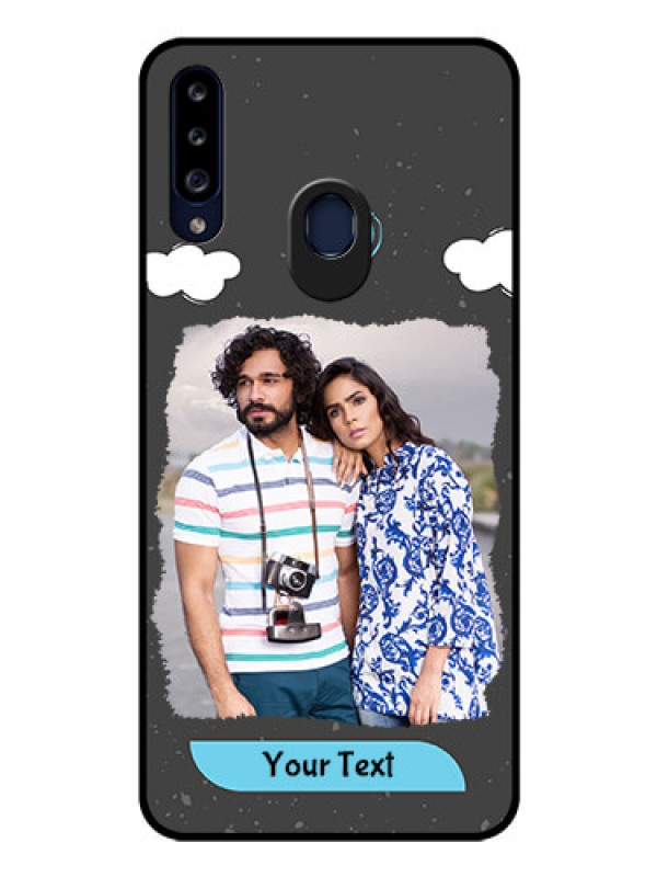 Custom Galaxy A20s Custom Glass Phone Case - Splashes with love doodles Design