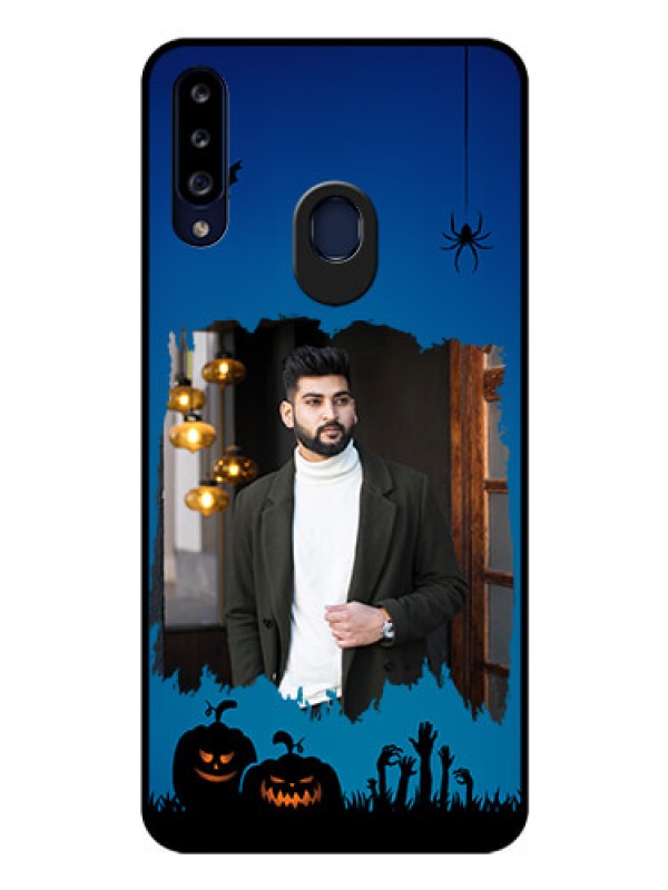 Custom Galaxy A20s Photo Printing on Glass Case - with pro Halloween design