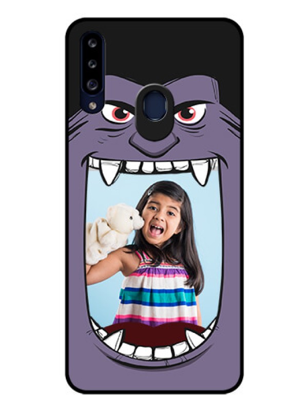Custom Galaxy A20s Custom Glass Phone Case - Angry Monster Design